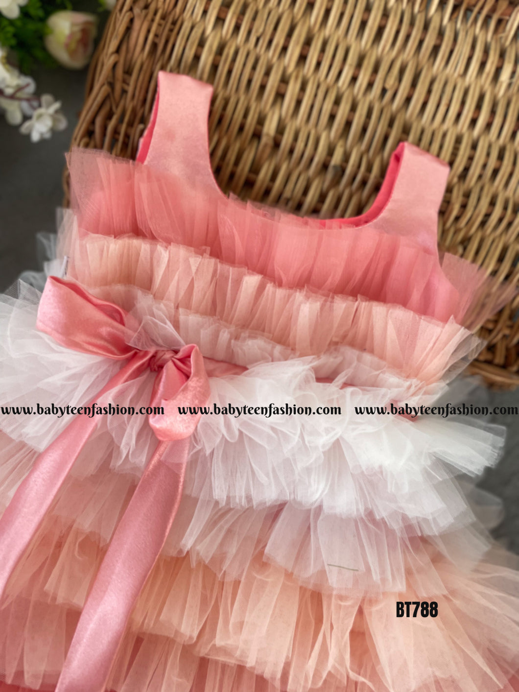 BT788 Pink Princess Party Frock - Enchanting Layers for Your Little Star