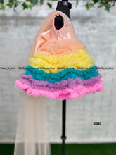 Load image into Gallery viewer, BT597 Rainbow Ruffle Delight: Color Splash Dress