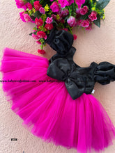 Load image into Gallery viewer, BT728 Midnight Bloom: Chic Fuchsia Flare Dress