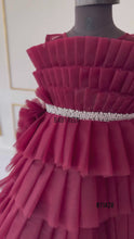 Load and play video in Gallery viewer, BT1428 Cherry Ruffle Gala Dress
