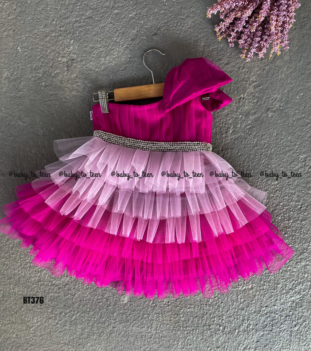 BT376 Fuchsia Fantasy: Glamorous Layered Party Dress