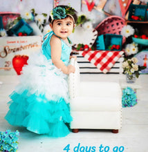 Load image into Gallery viewer, BT592 Ocean Whisper: Chic Layered Party Frock for Little Fashionistas