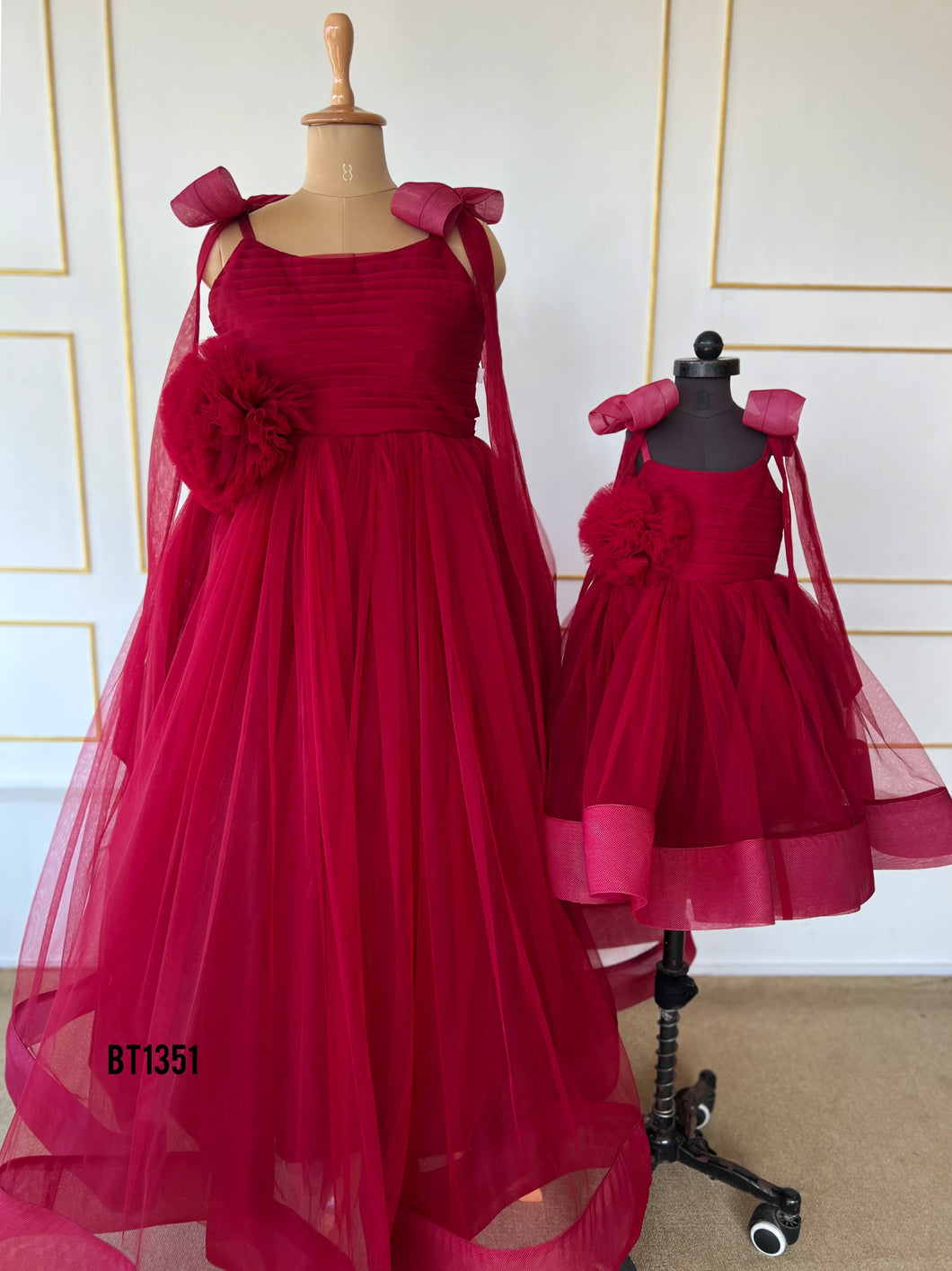 BT1351 Crimson Elegance - Mommy & Me Gown Duo
