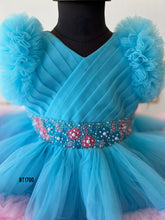 Load image into Gallery viewer, BT1700 Twirl in Aqua Elegance – Baby Party Dress
