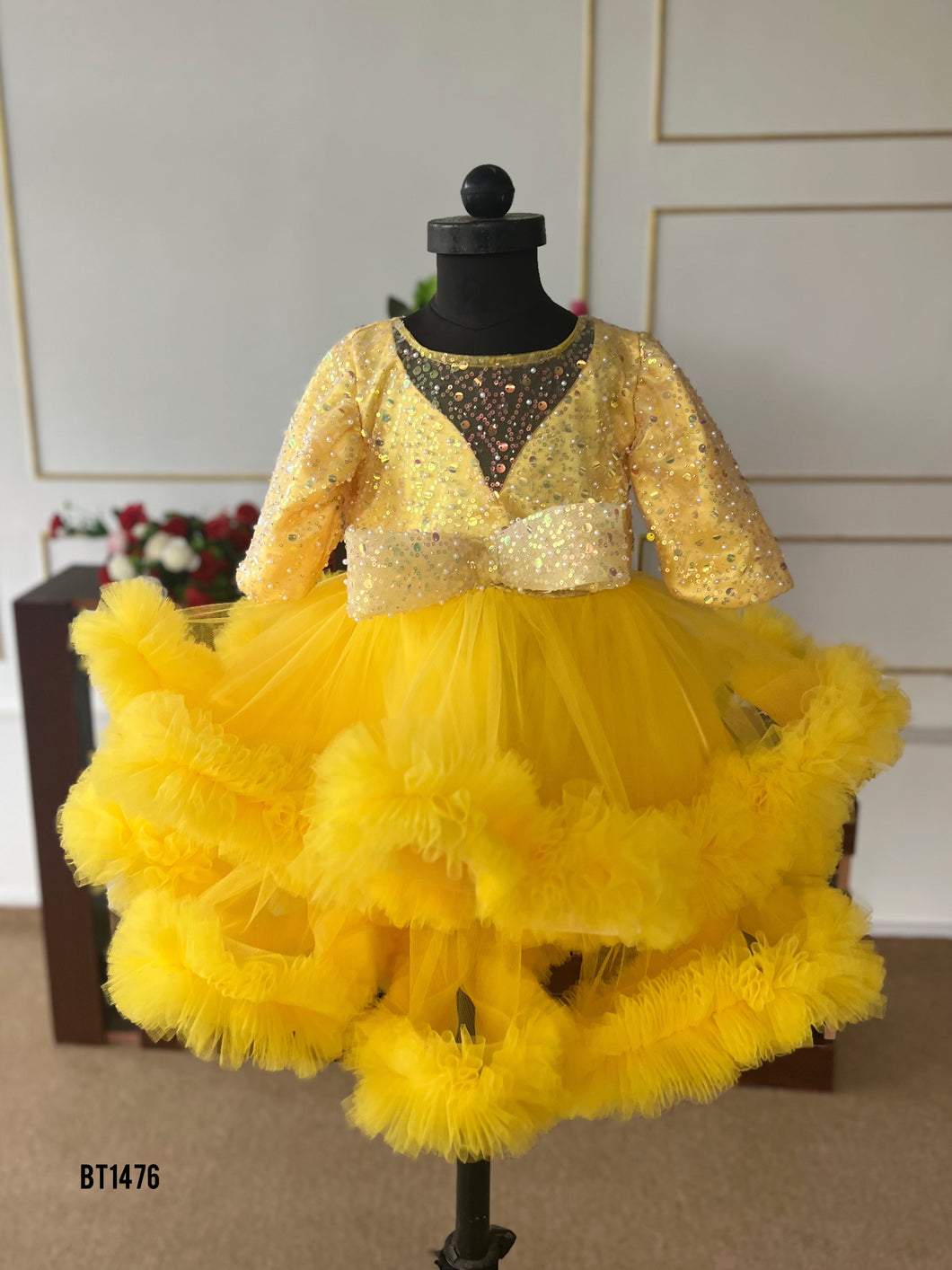 BT1476 Gold Yellow Luxury Bling Party wear