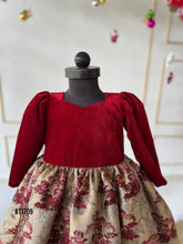 Load image into Gallery viewer, BT1709 Velvet Designer Winter Party Wear For Baby Girls

