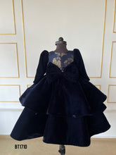 Load image into Gallery viewer, BT1710 Navy Nightfall Frock - Gilded Grace for Winter Evenings
