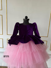 Load image into Gallery viewer, BT1711 Purple Velvet Winter Party Wear For Baby Girls
