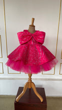 Load image into Gallery viewer, BT1917 Crimson Sparkle: Radiant Baby Party Dress
