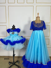 Load image into Gallery viewer, BT1473 Sapphire Serenade: Royal Blue Elegance Mommy &amp; Me Gowns
