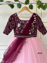 Load image into Gallery viewer, BT1722 Blossom Royale: Maroon and Blush Pink Mommy &amp; Me Gowns
