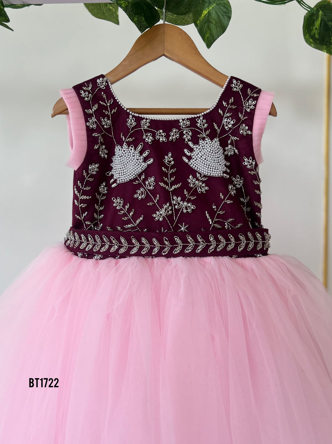BT1722 Hand Embroidered Sleeves Baby Party Wear