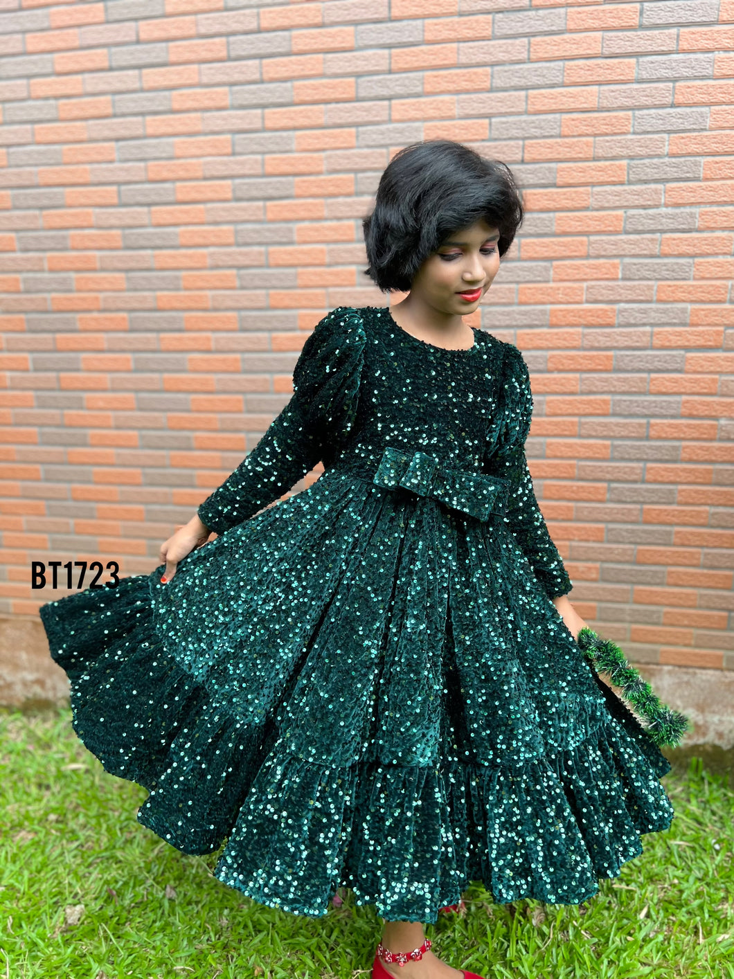 BT1723 Bling Winter Party Wear For Baby Girls