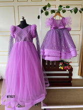 Load image into Gallery viewer, BT1527MB Amethyst Sparkle – Glamorous Mother &amp; Child Gown Set
