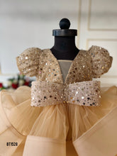 Load image into Gallery viewer, BT1528 Girls Gold Infused Party wear Frock
