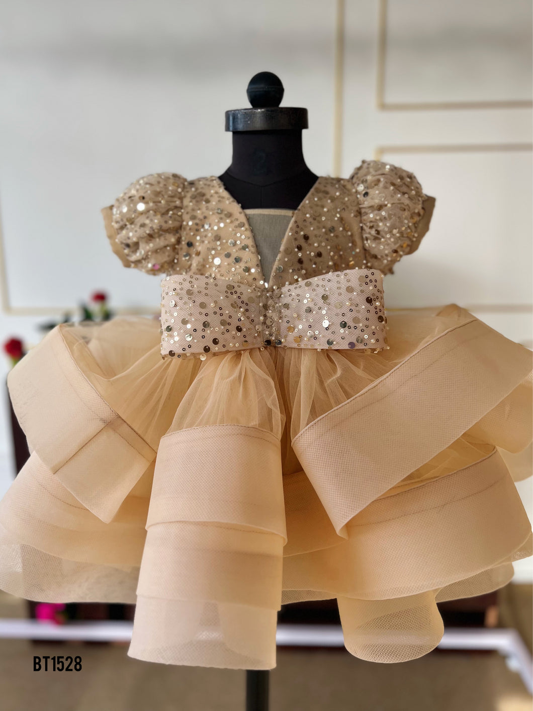 BT1528 Girls Gold Infused Party wear Frock