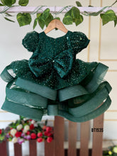 Load image into Gallery viewer, BT1535 Green Bling Crinoline Party Wear Frock for Girls
