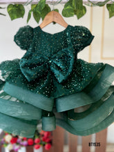 Load image into Gallery viewer, BT1535 Green Bling Crinoline Party Wear Frock for Girls
