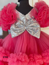 Load image into Gallery viewer, BT1546 Hotpink Sequins Ruffle Birthday Party wear Frock
