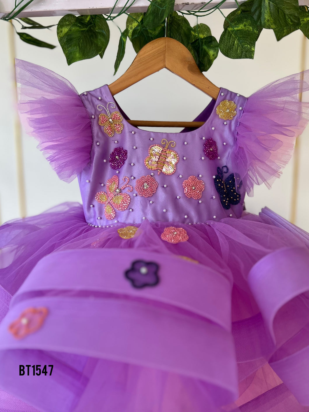 BT1547 Lilac Whisper: Fairy-Tale Flutter Party Dress