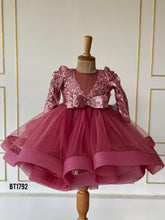 Load image into Gallery viewer, BT1792 RoseGold Bling Party Wear Frock For Baby Girls
