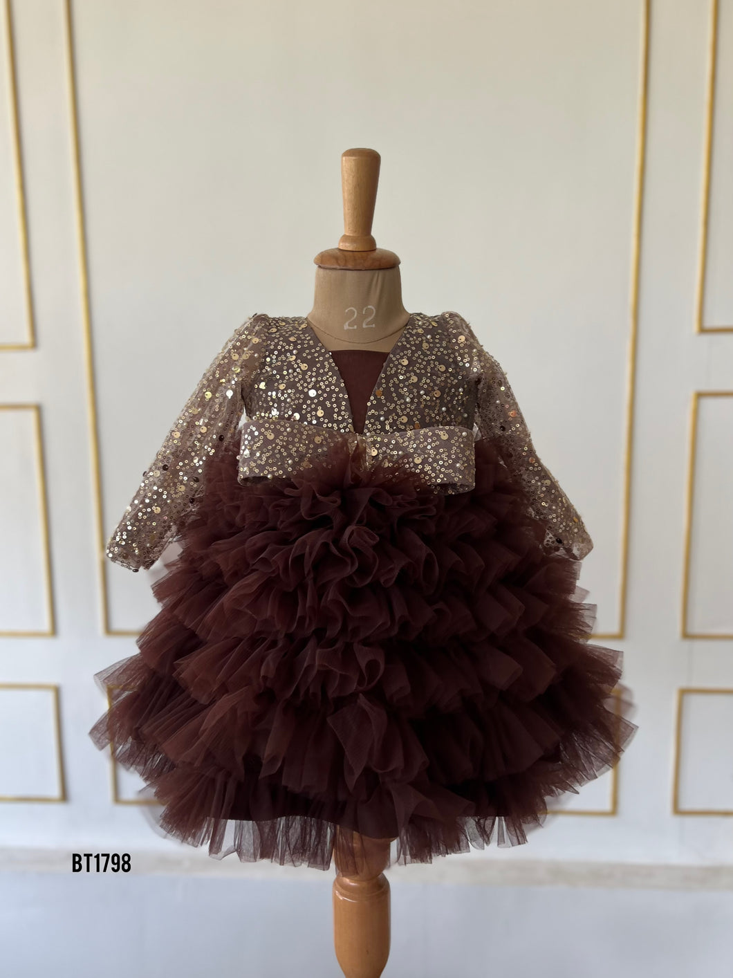 BT1798 Midnight Chocolate Sparkle Dress - A Toast to Elegance