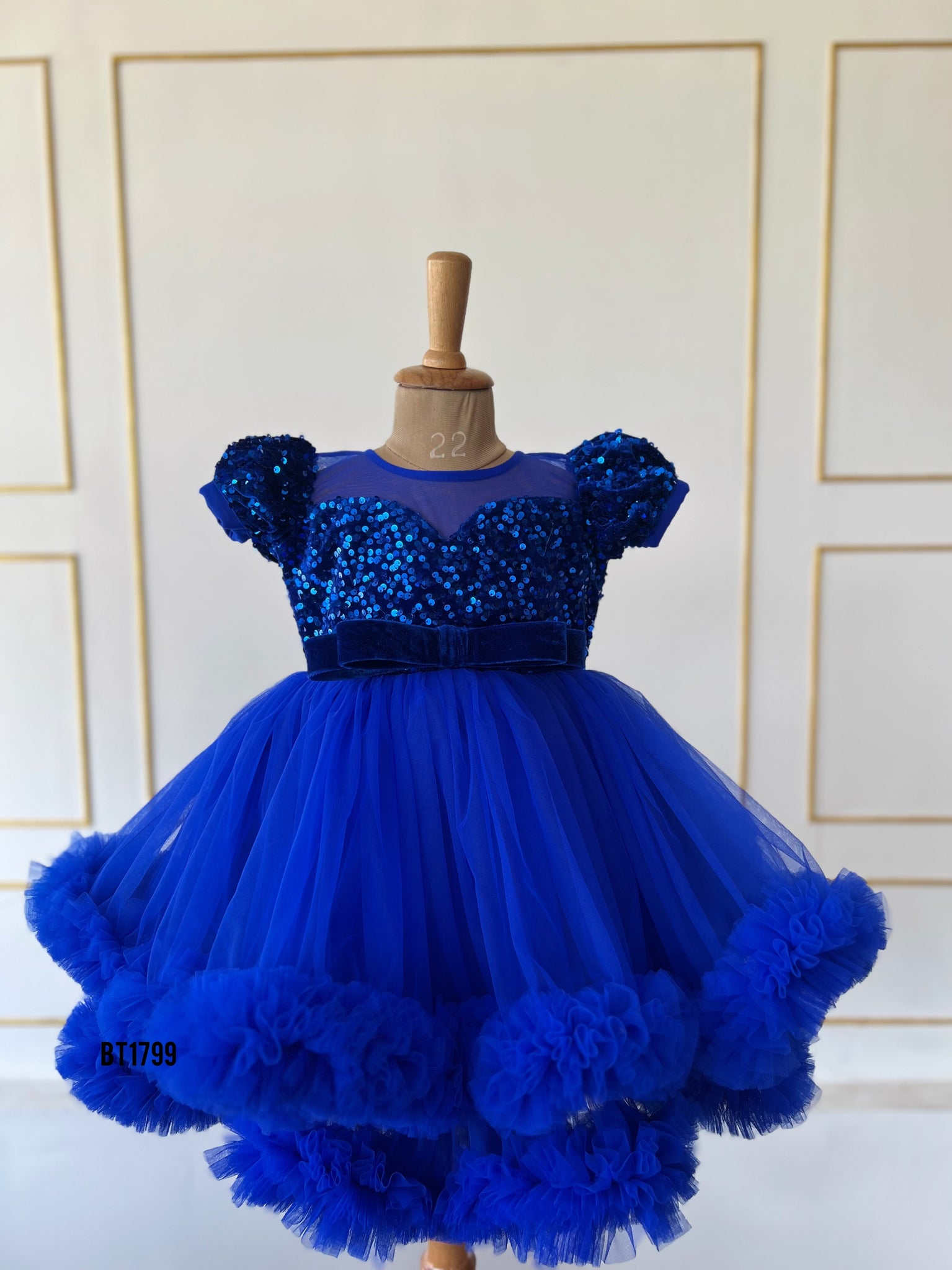 BT1799 Enchanted Sapphire Princess Gown Exquisite Party Dress for Little One