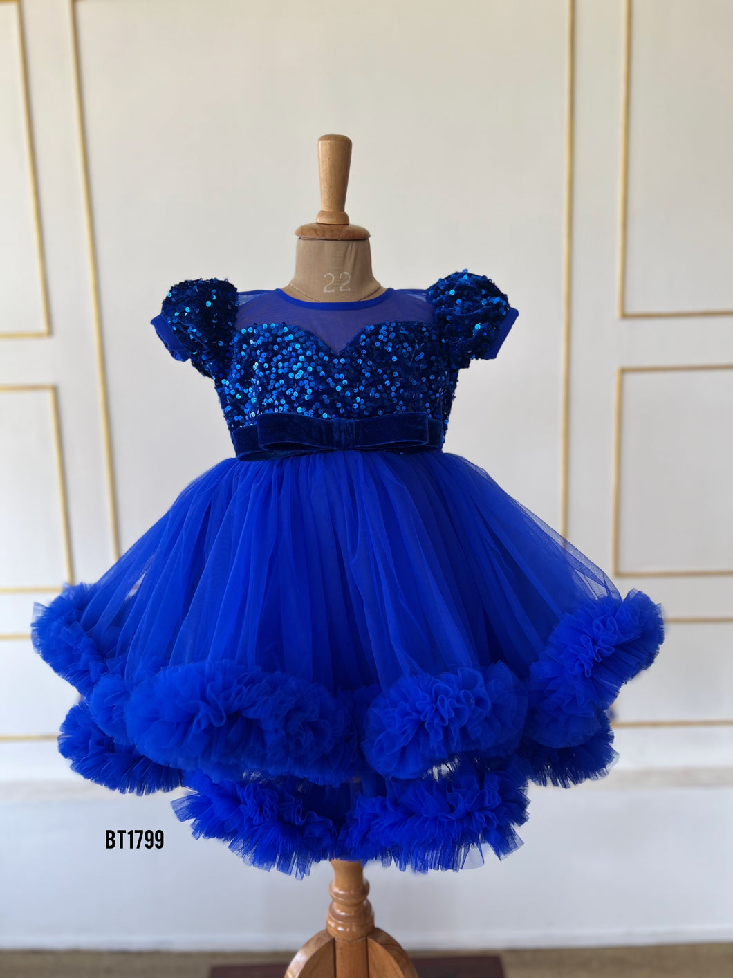 BT1799 Enchanted Sapphire Princess Gown - Exquisite Party Dress for Little One
