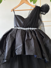 Load image into Gallery viewer, BT1551 Premium Satin Single Shoulder Black Frock
