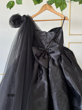 Load image into Gallery viewer, BT1551 Premium Satin Single Shoulder Black Frock
