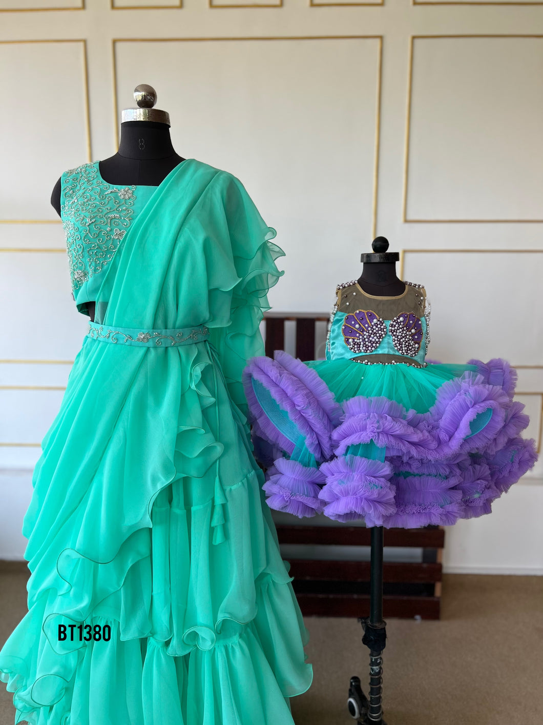 BT1380 Aquatic Enchantment: Mermaid Mom & Baby Twirl Dress Duo