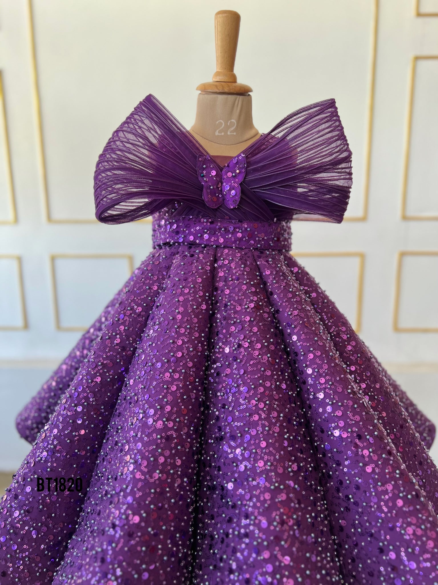 BT1820 Sequin Splendor: Majestic Purple Butterfly Princess Gown BabyTeen Fashion BT1820 Sequin Splendor: Majestic Purple Butterfly Princess Gown BabyTeen Fashion