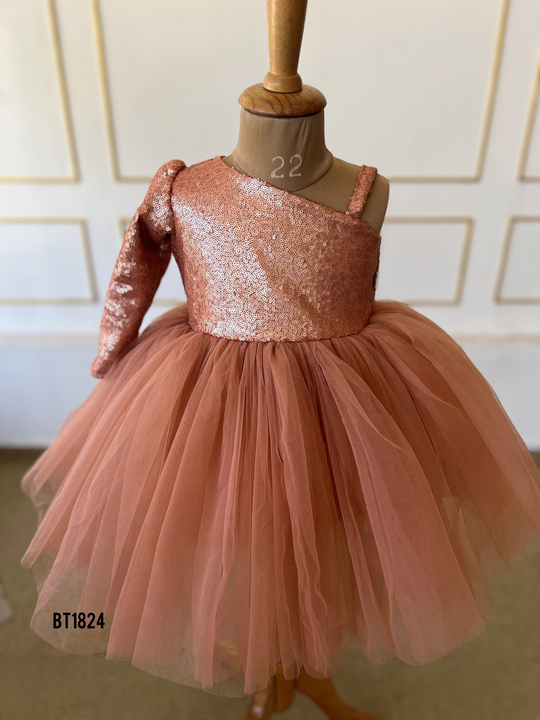 BT1824  Enchanting Peach Princess Dress - Make Every Moment Shine!