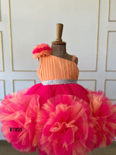 Load image into Gallery viewer, BT1825 Sunkissed Coral Flair Dress - Radiant Charm for Little Celebrants
