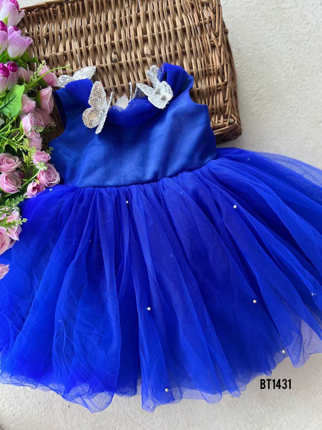 BT1431 Royal Rhapsody: A Sapphire Dream Dress for Little Ladies