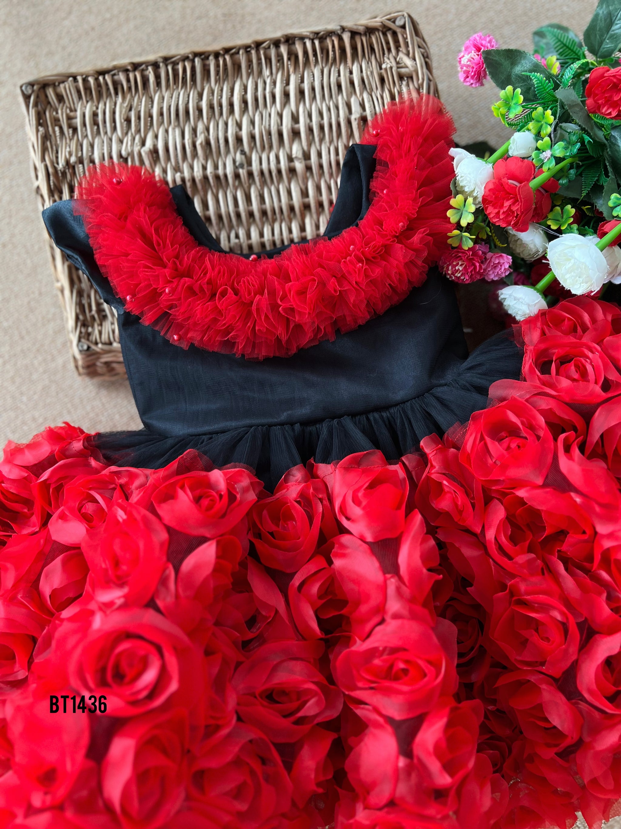 princess polly baby blue dress Portrait of woman with red roses and black dress