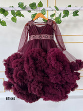 Load image into Gallery viewer, BT1440 Majestic Maroon Elegance Gown with Bejeweled Belt for Little Ladies
