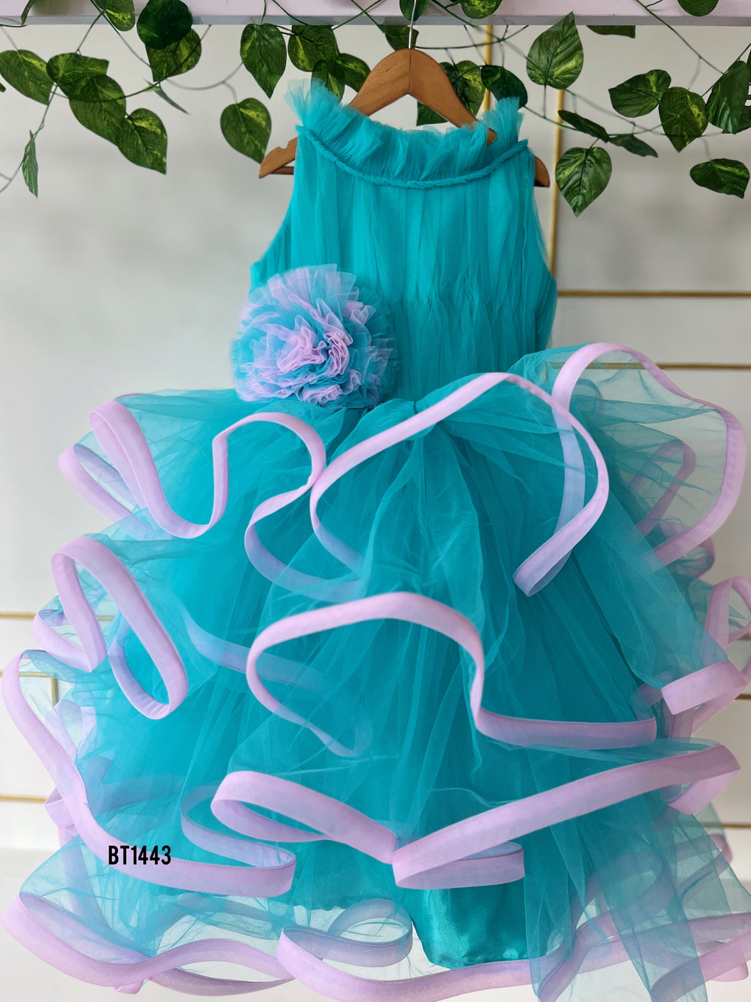 BT1443 Aquatic Serenade Ribbon Cascade Dress for Joyful Celebrations