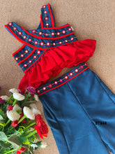 Load image into Gallery viewer, BT1444 Mirror Work Ethnic Crop Top and Palazzo Set
