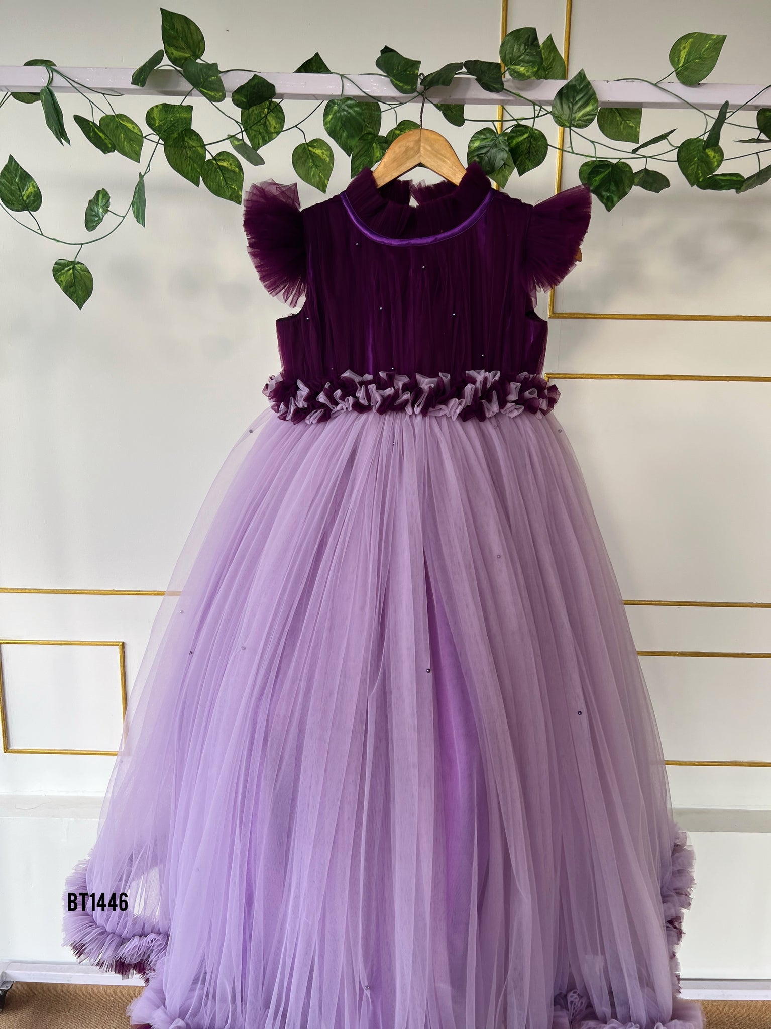 Bt1446 Regal Purple Princess Gown Enchanting Party Elegance for Little Angels