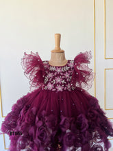 Load image into Gallery viewer, BT1855 Plum Princess Dress - Whirls of Whimsy in Deep Purple!
