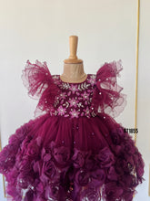 Load image into Gallery viewer, BT1855 Plum Princess Dress - Whirls of Whimsy in Deep Purple!
