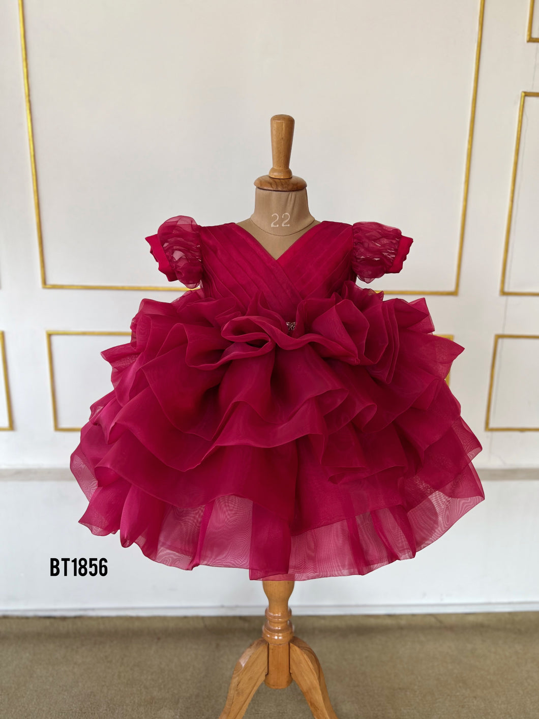 BT1856 Crimson Rose Twirl Dress - A Cascade of Elegance!