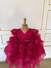 Load image into Gallery viewer, BT1856 Crimson Rose Twirl Dress - A Cascade of Elegance!
