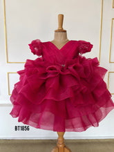 Load image into Gallery viewer, BT1856 Crimson Rose Twirl Dress - A Cascade of Elegance!
