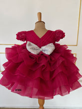 Load image into Gallery viewer, BT1856 Crimson Rose Twirl Dress - A Cascade of Elegance!

