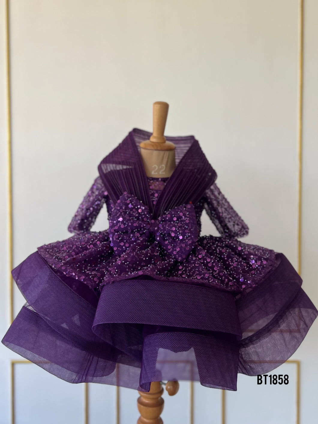 BT1858 Regal Purple Sequin Delight - Baby Party Dress