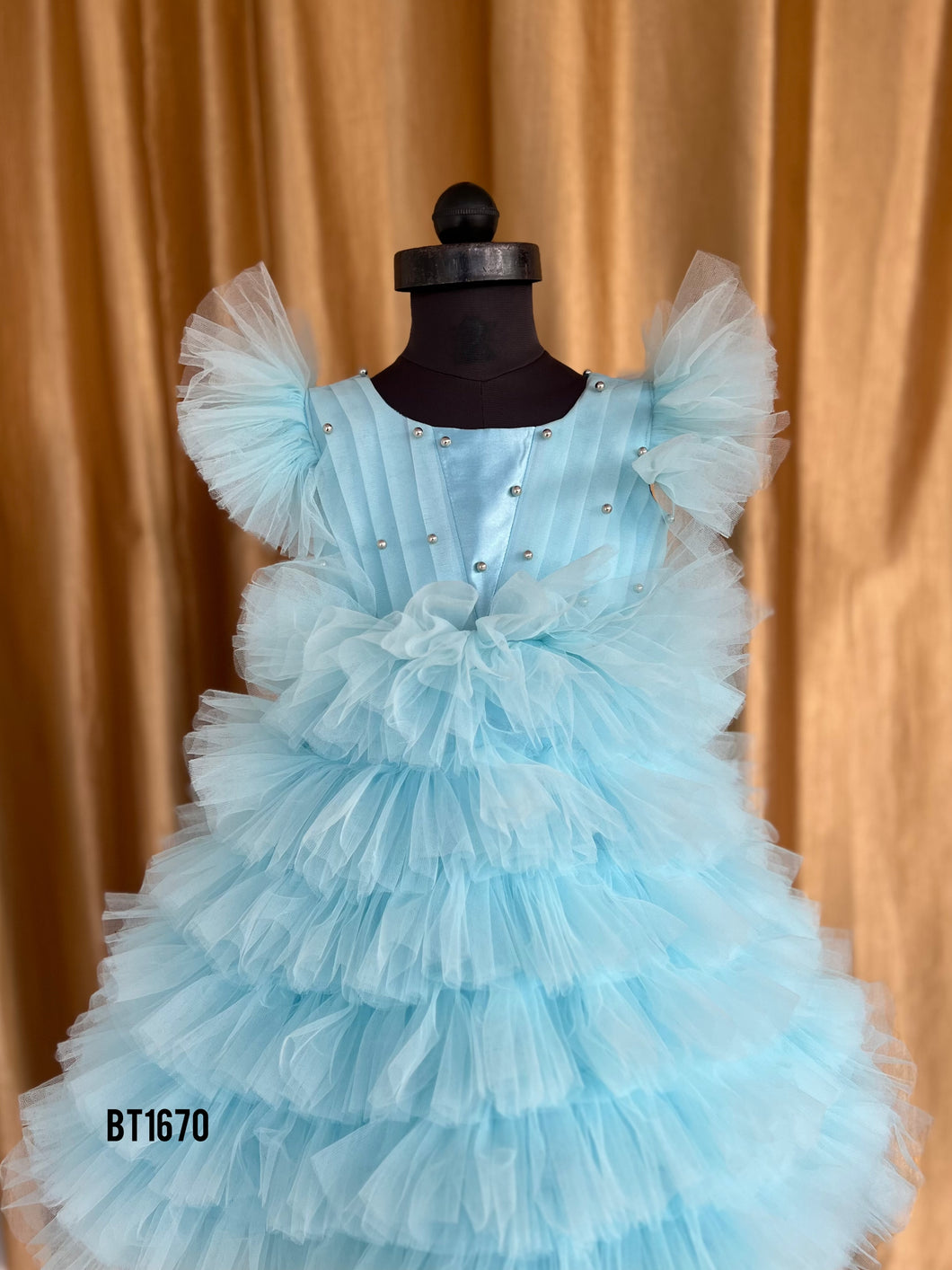BT1670 Sky Blue Princess: Regal Party Gown for Toddlers