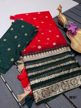 Load image into Gallery viewer, BT107 Crimson Glory Saree - Festive Viscose Splendor
