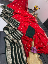Load image into Gallery viewer, BT107 Crimson Glory Saree - Festive Viscose Splendor

